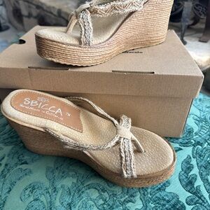 Sbicca Women's Beige Wedge Sandals